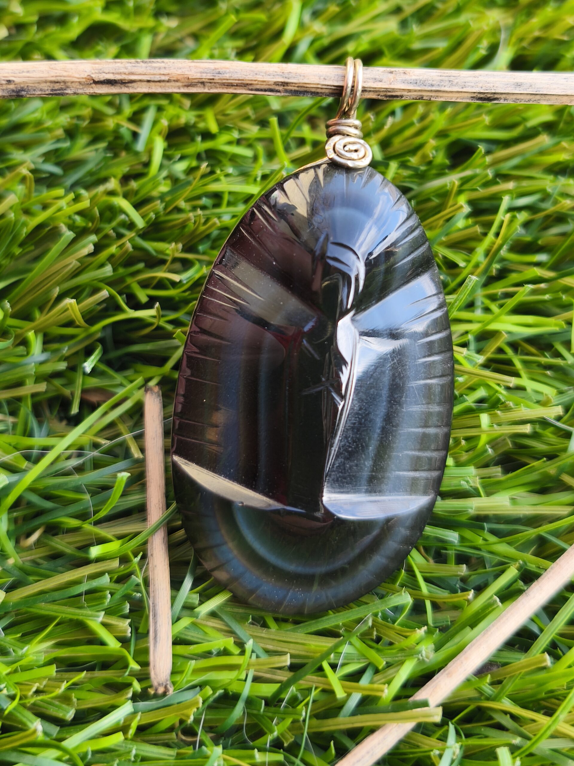 obsidienne oeil celeste pendentif vierge – Image 2