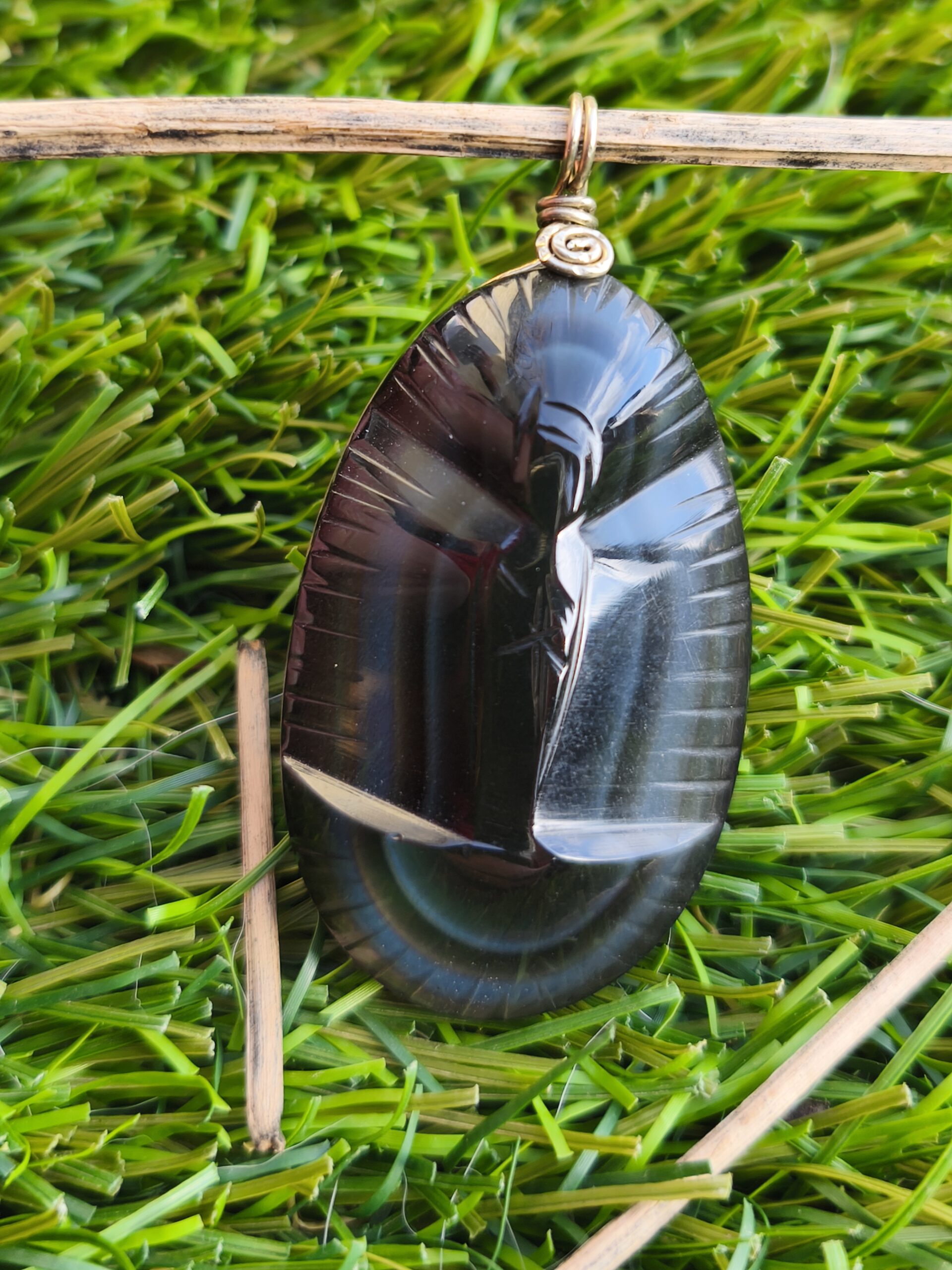 obsidienne oeil celeste pendentif vierge