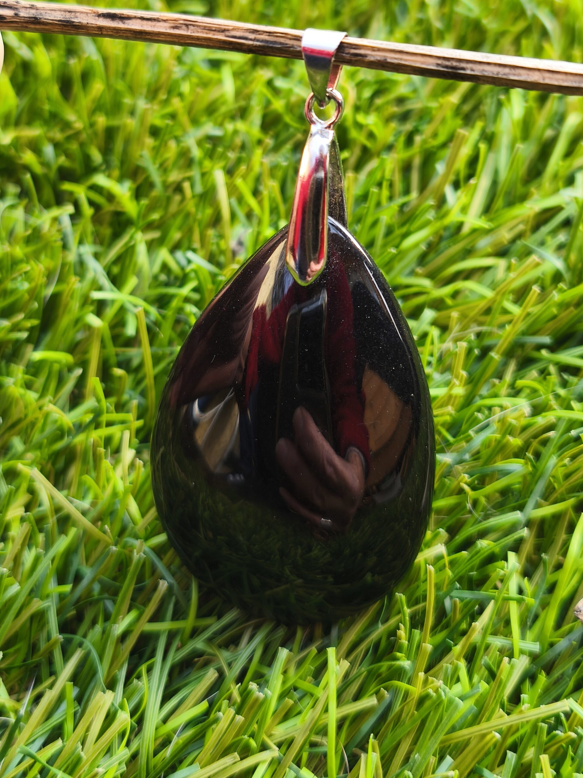 obsidienne oeil celeste pendentif grosse goutte