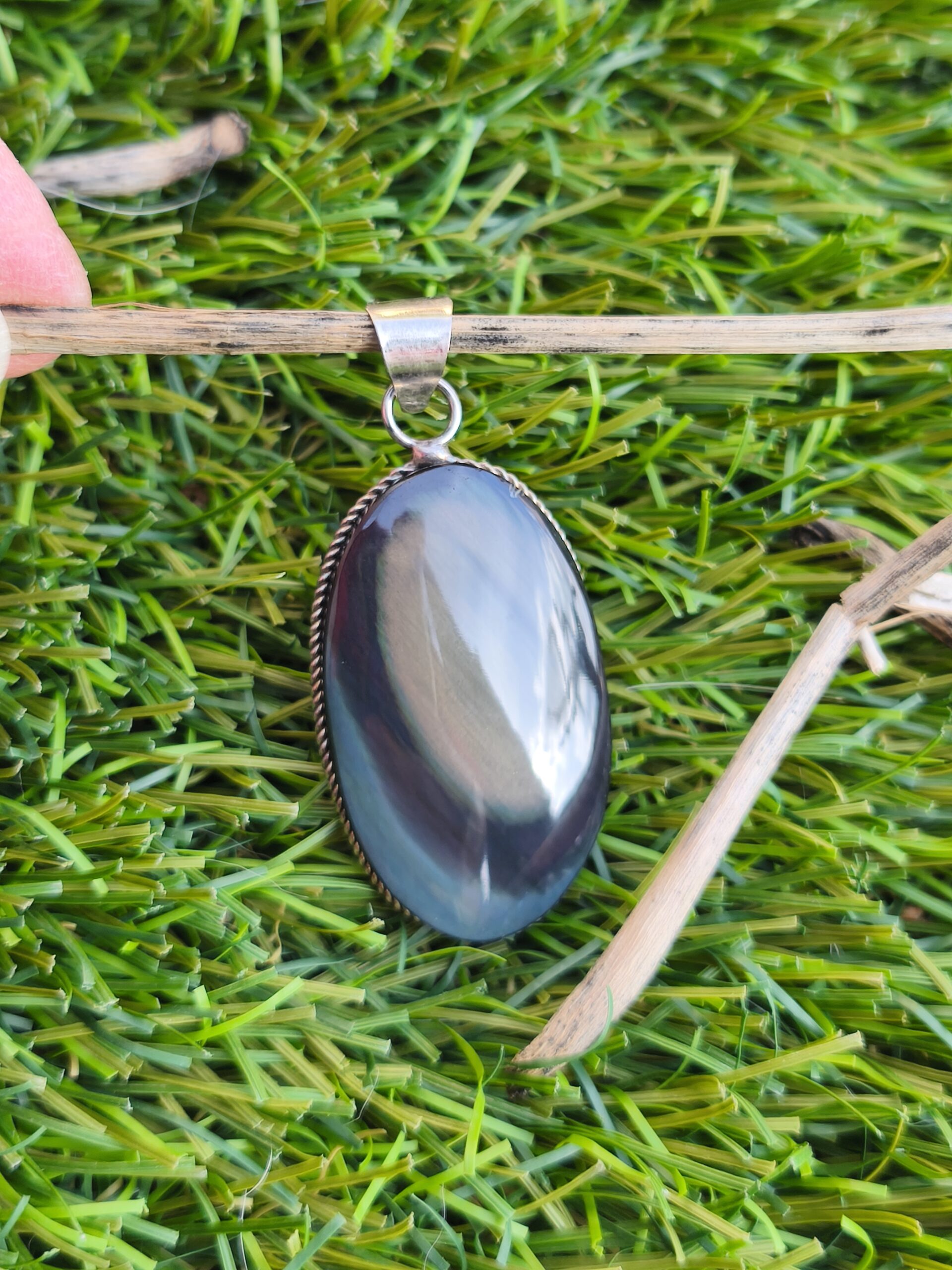 obsidienne oeil celeste pendentif ovale