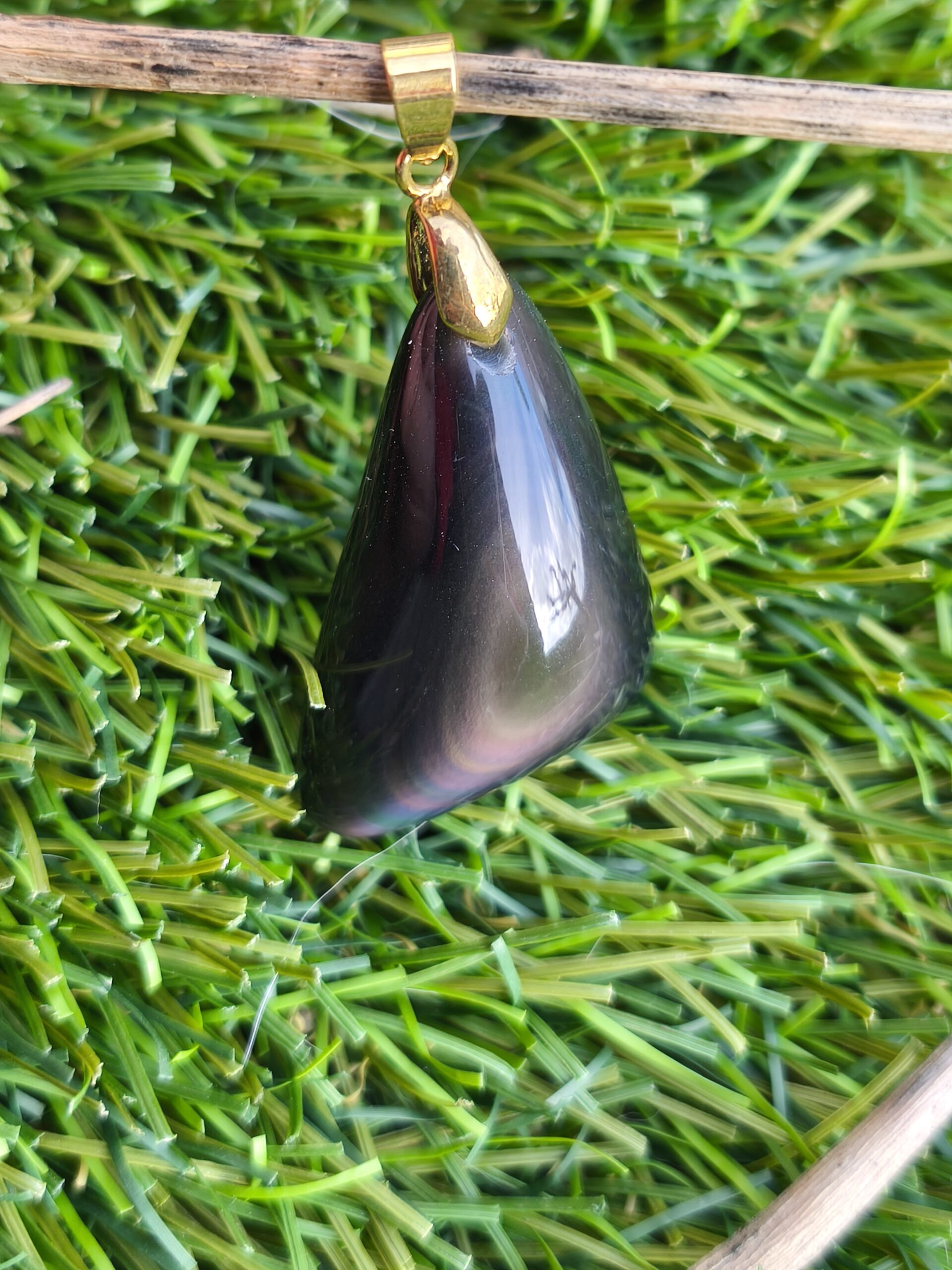 obsidienne oeil celeste pendentif forme libre