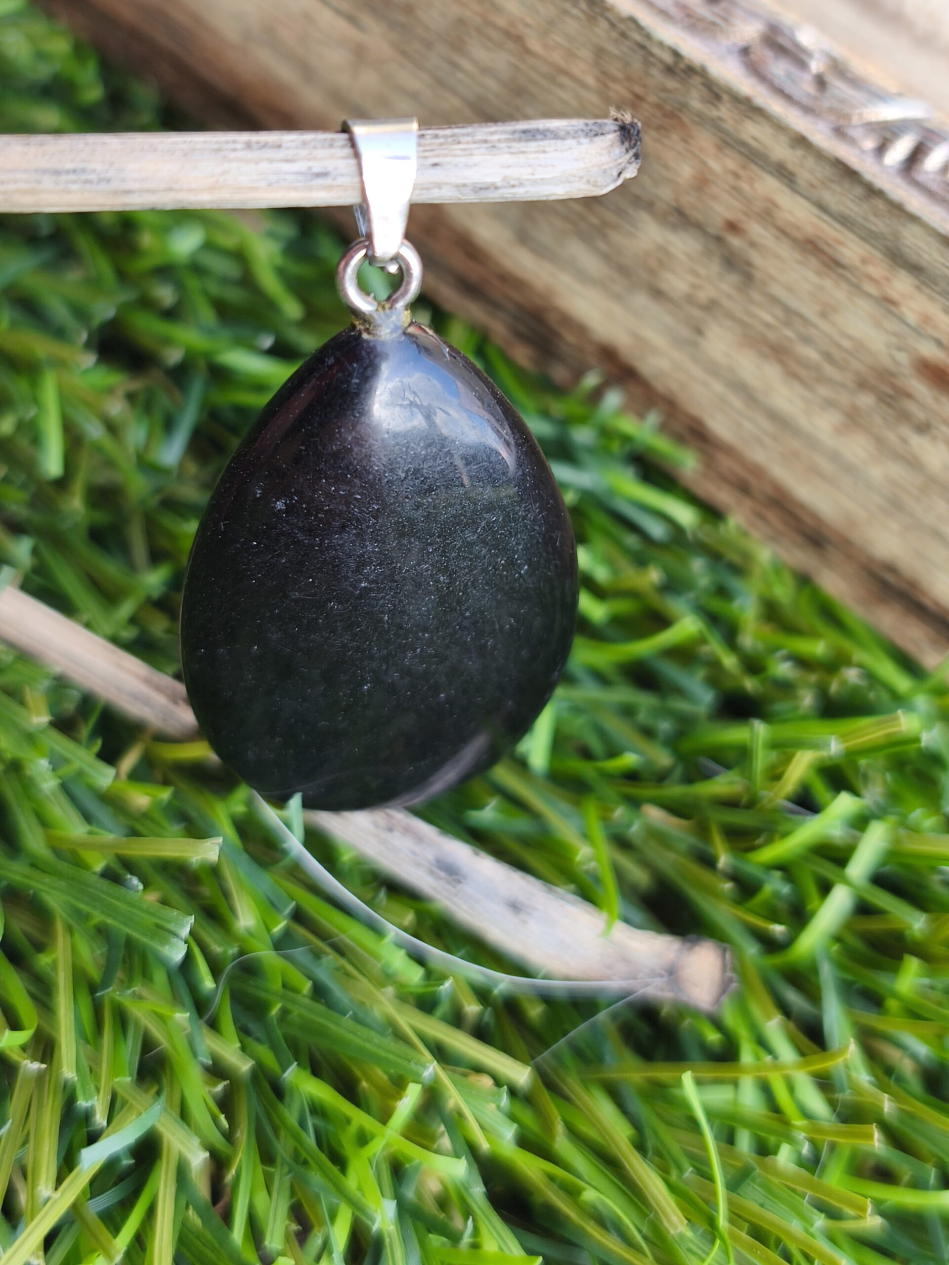 obsidienne noire pendentif goutte – Image 2