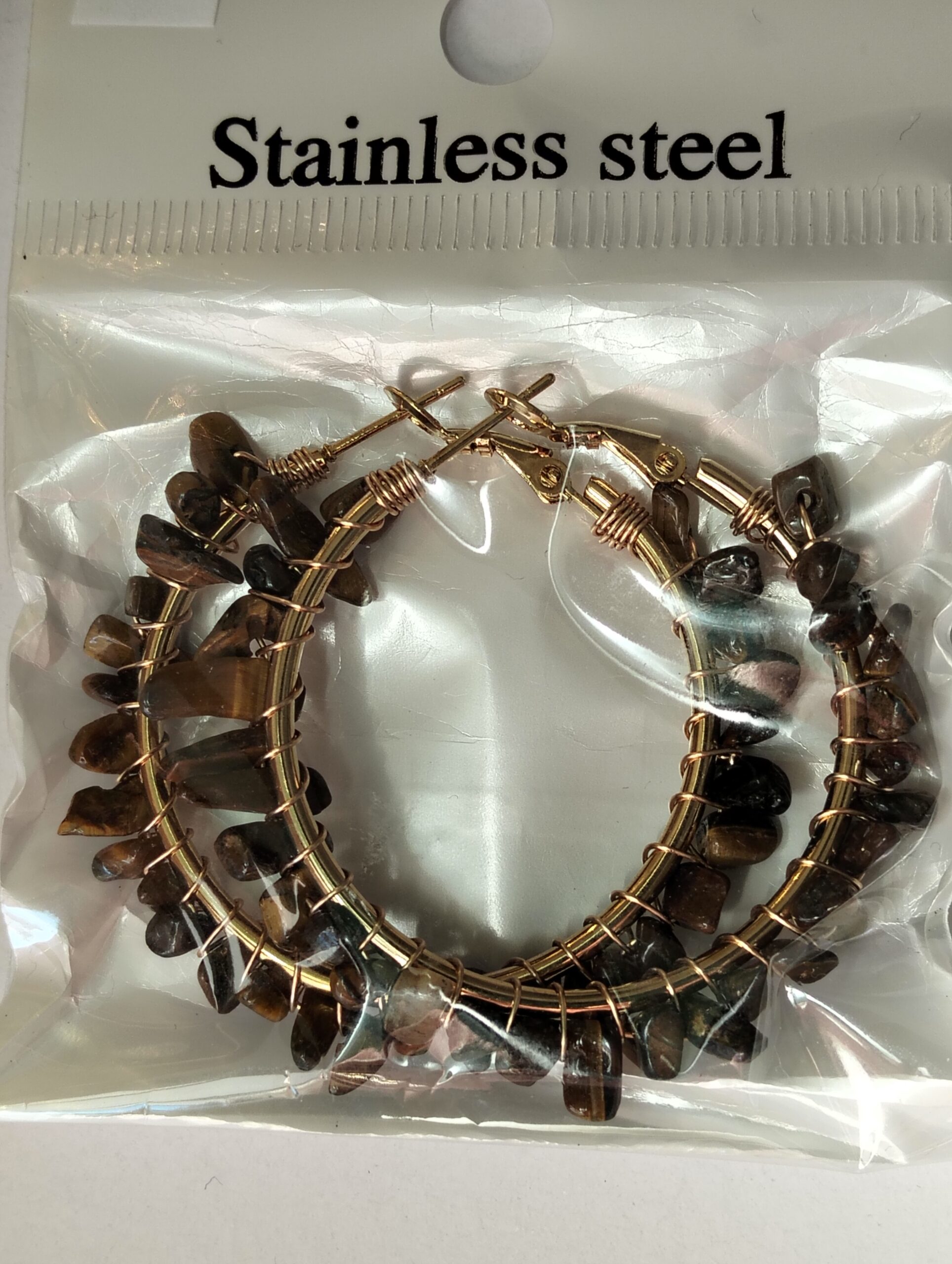 Oeil de tigre boucles d'oreilles