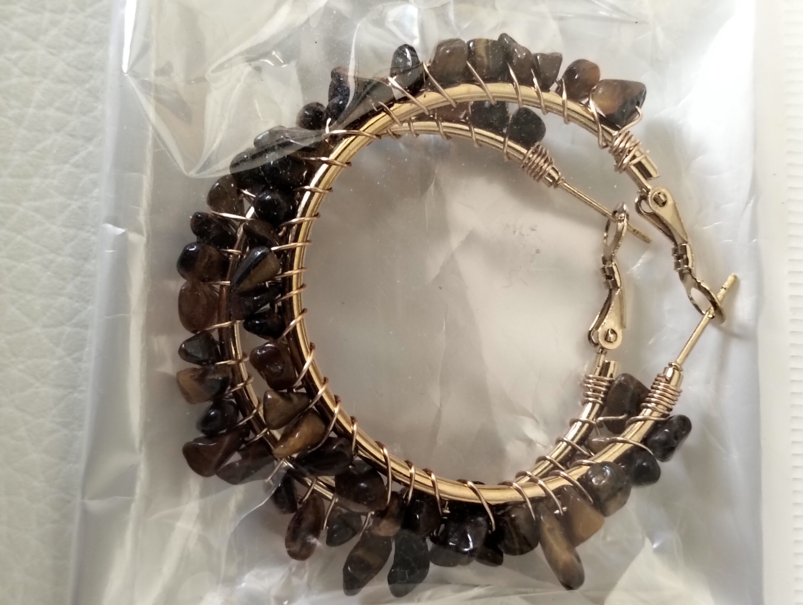 Oeil de tigre boucles d'oreilles – Image 2