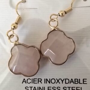 Quartz rose boucles d'oreilles