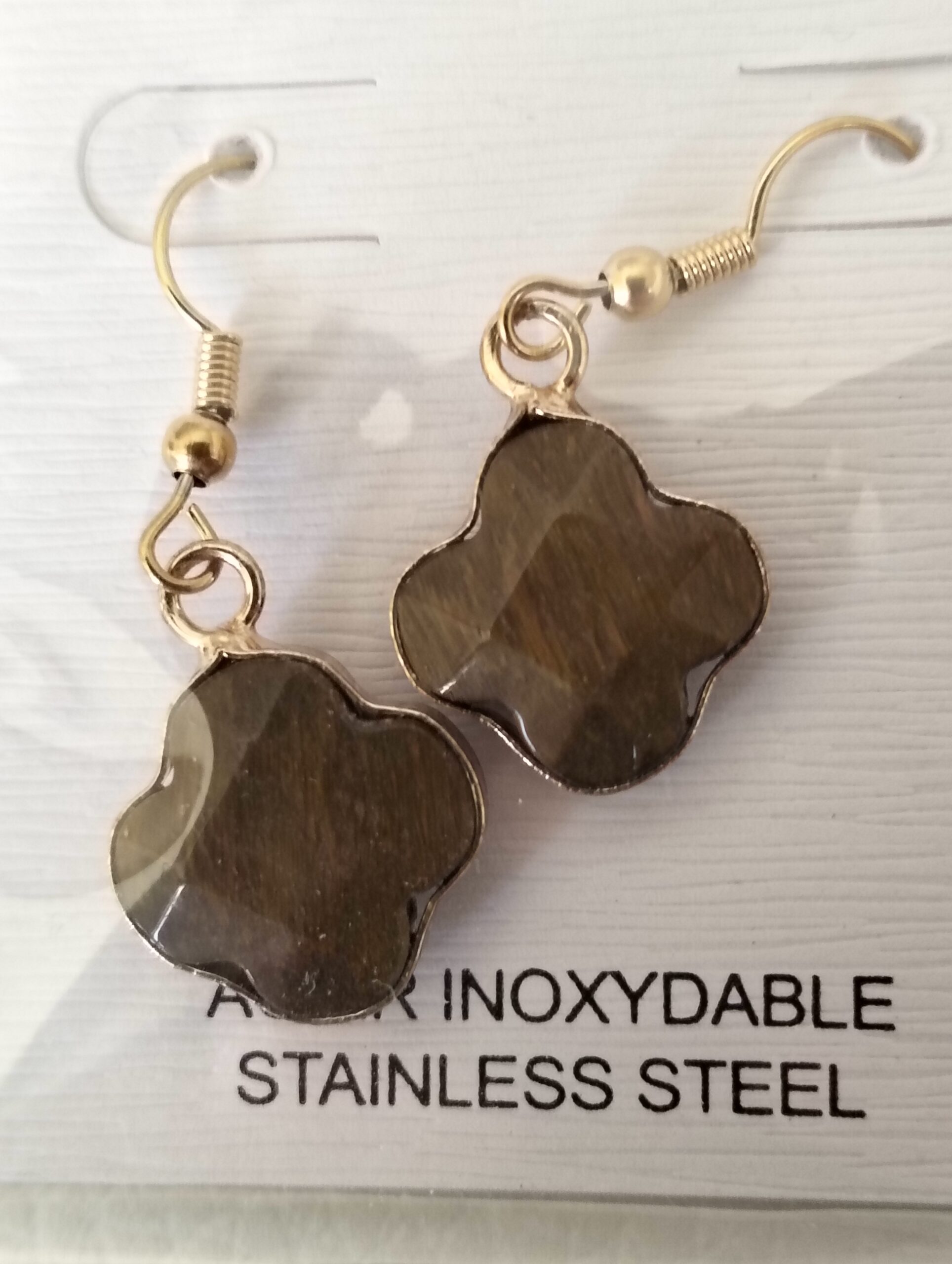 Oeil de tigre boucles d'oreilles