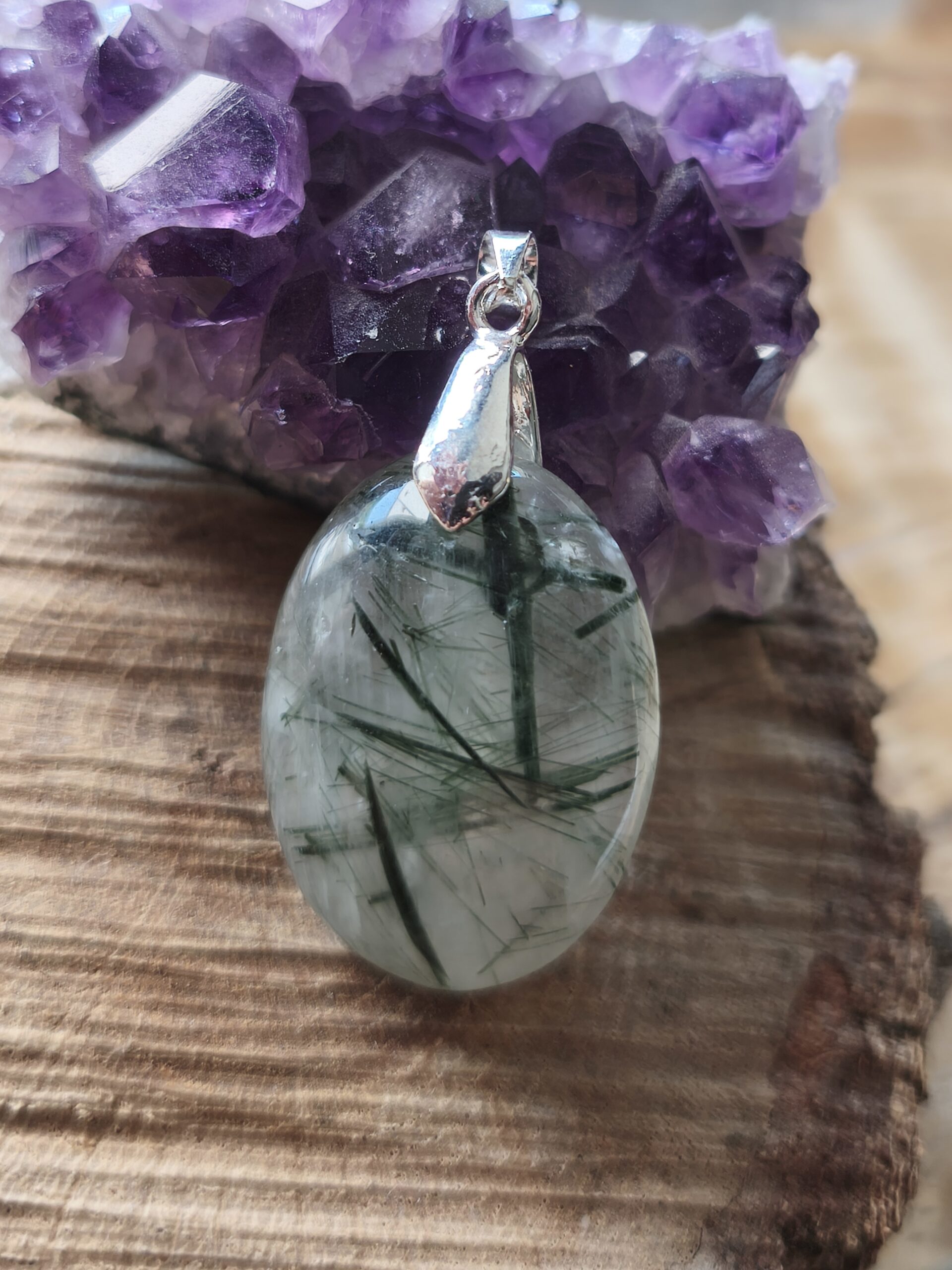 quartz tourmaline verte pendentif – Image 3