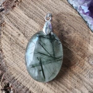 quartz tourmaline verte pendentif