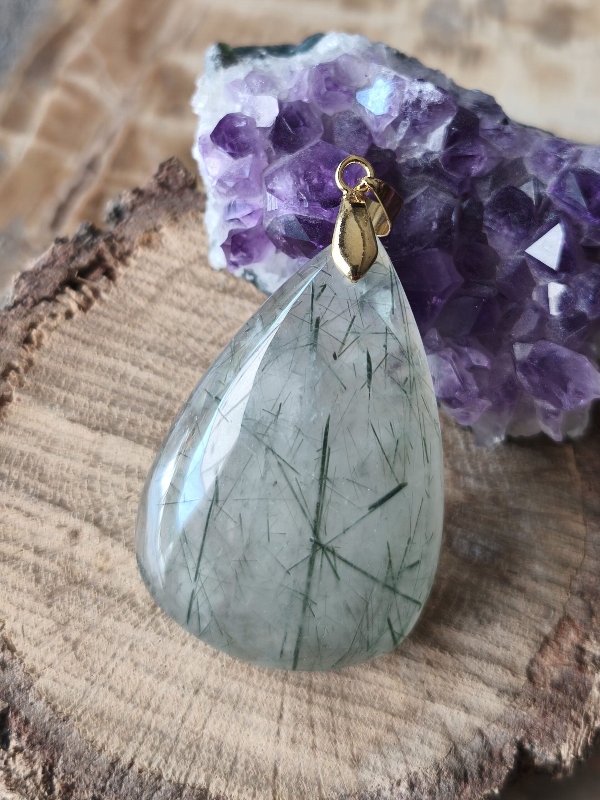 quartz tourmaline verte pendentif – Image 3