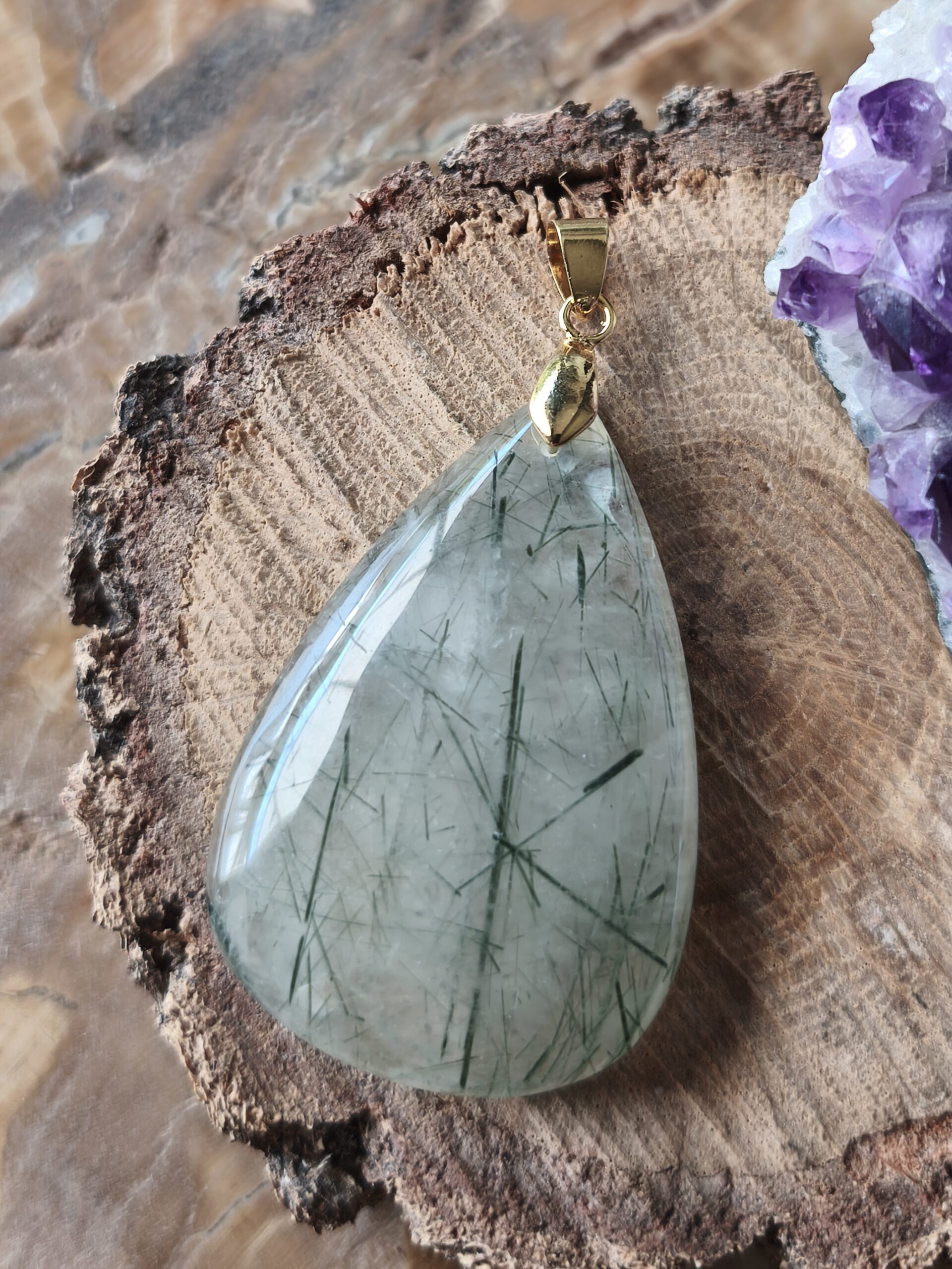 quartz tourmaline verte pendentif – Image 2