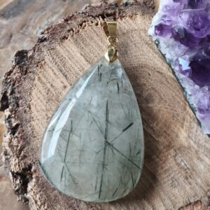 quartz tourmaline verte pendentif